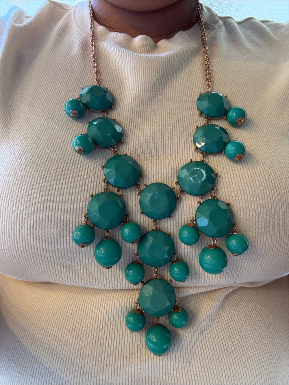 Turquoise Faceted Statement Bib Necklace - Women Jewelry